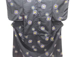 大正ロマン　華紋模様織り出し着物